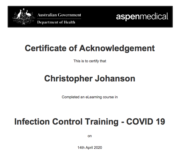 Infection Control Training - COVID 19